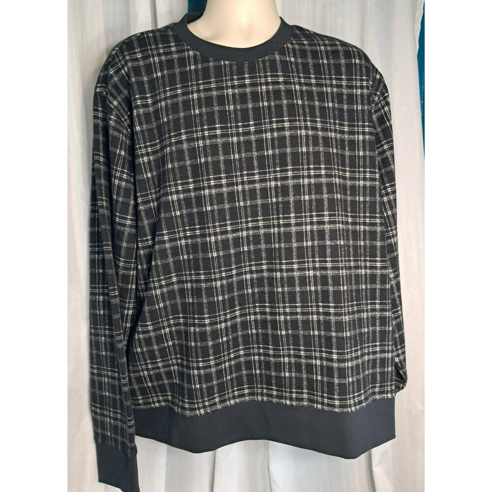 NWT Banana Republic Mens Black White Check pullover Sweater Size 2XL